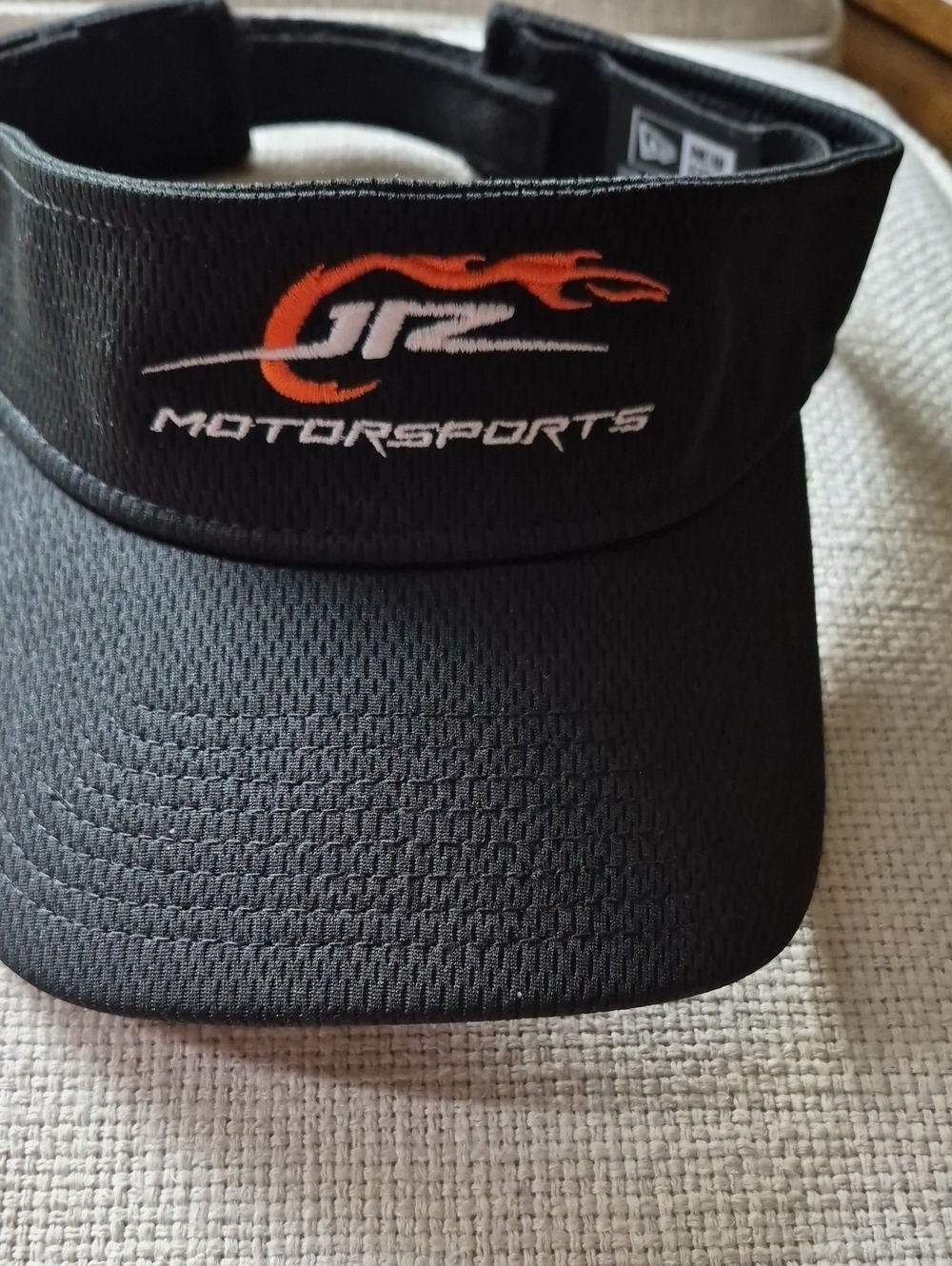 DALE JR New Era Black Visor with Orange Flame and White Logo